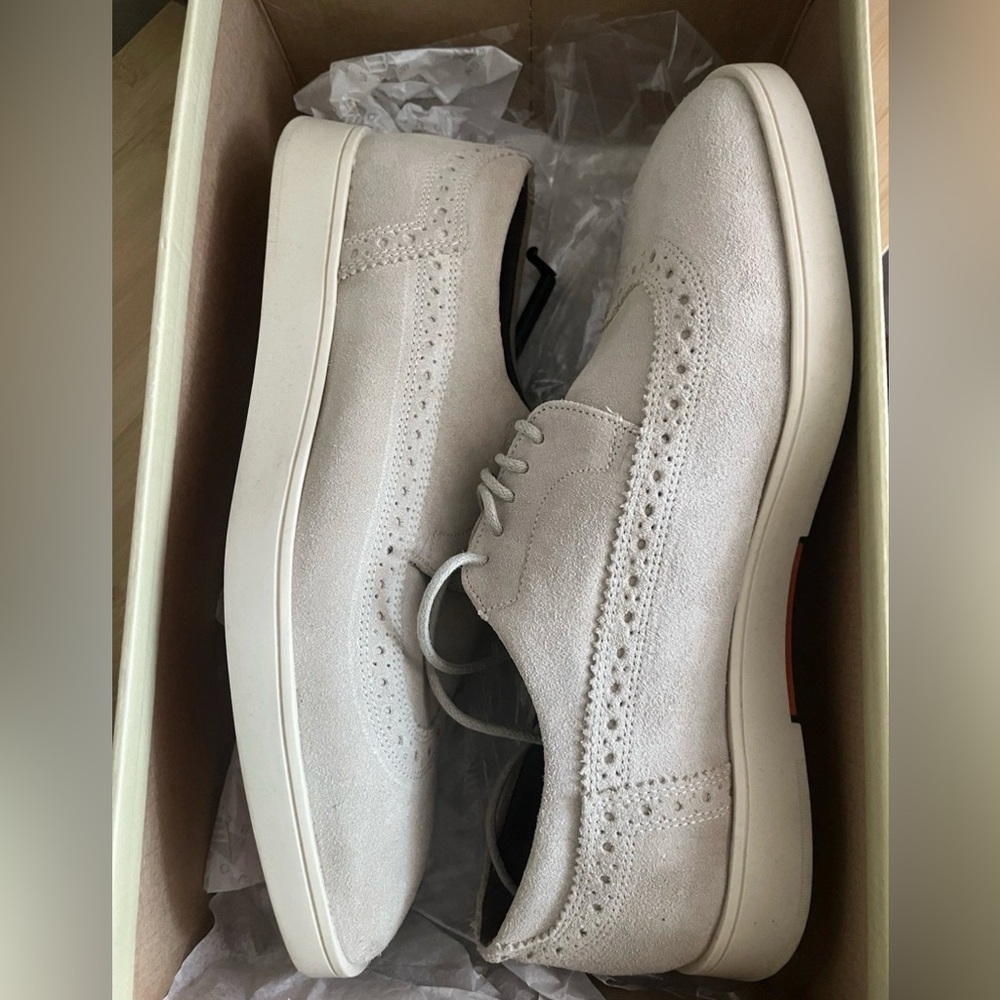 Joseph Abboud Enea Taupe Suede Wingtip Oxfords Mens Shoes Size 7 NIB - Picture 6 of 7